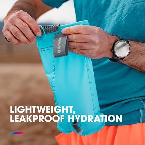 HydraPak Velocity Hydration Reservoir (1.5L or 2L), Slim Profile Water Bladder, Self-Sealing Bite Valve, Leak Proof, Rever...