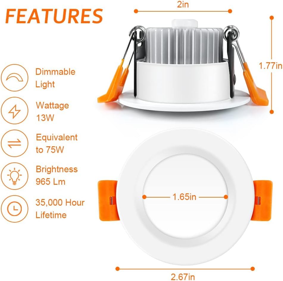 Inshareplus 6 Pack 2 Inch Led Recessed Lighting  Downlight Dimmable 3W (35W Equivalent)  5000K Daylight White  Cri80  Recessed Light Fixtures With Led Driver