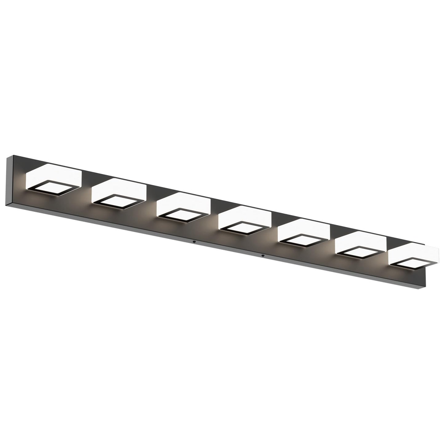 Ralbay 46 Led Vanity Lights, 7 Lights, Matte Black Metal, Natural White Light 4500K, Modern Bathroom Fixture