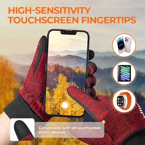 rivmount Lightweight Winter Running Gloves, Touch Screen & Anti-Slip Warm Thermal Glove Liners, Cool Weather Driving Cycli...