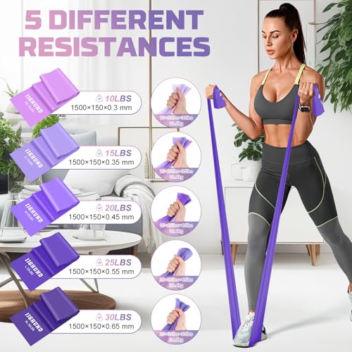 5 Pcs Resistance Bands, Professional Exercise Bands Elastic Stretch Bands for Fitness Yoga Pilates Stretching Strength Tra...