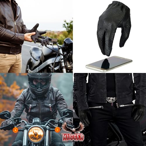 Hugger Glove Company Men's Air Pro Sport Motorcycle, Driving, Police Patrol Summer Glove Water Resistant Leather