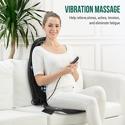 Snailax Back Massager with Heat, Memory Foam Chair Massage Pad, 5 Massage Modes & 2 Heat Settings, Seat Massager for Offic...
