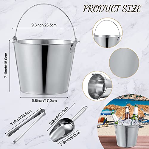 Zopeal 24 Pcs Galvanized Beer Buckets with Handle Metal Ice Buckets with Shovels and Tongs for Beer Drinking Summer Pool P...