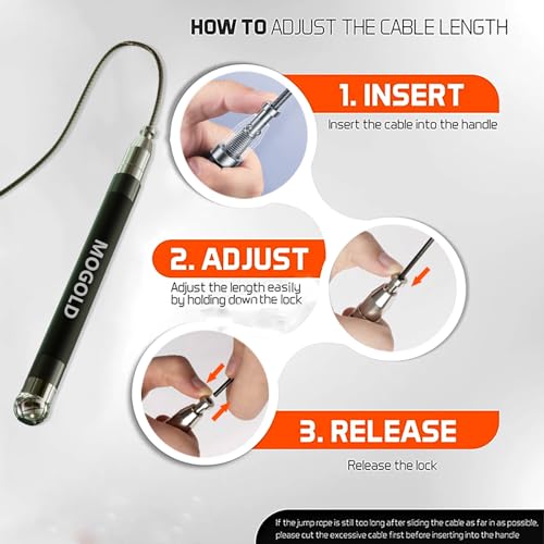 MOGOLD 2-in-1 Speed Rope: 2mm for Boxing/MMA & 3mm for CrossFit - Tool-Free Adjustable Cable System with Dual Bearings - S...