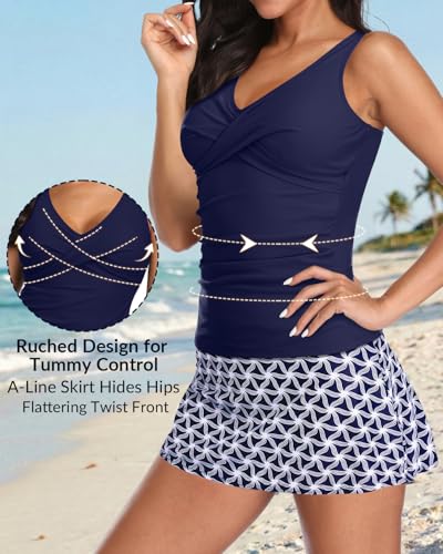 Talisea Womens Tankini Bathing Suits with Skirt Two Piece Tummy Control Swimsuits Ladies Swimwear