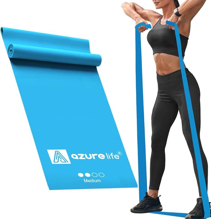 A AZURELIFE Professional 8 Yards Bulk Resistance Bands Rolls or 5,6,7 ft. Long Non-Latex Elastic Exercise Bands, Stretch B...