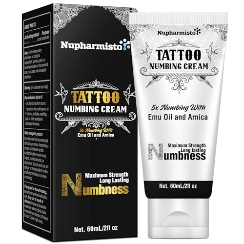 6 Hours Tattoo Numbing Cream (2oz/ 60ml), Maximum Strength Painless Tattoo Numbing Cream, Numbing Cream for Tattoos Extra Strength with 5x Numbing, Emu Oil and Arnica. 2oz/ 60ml