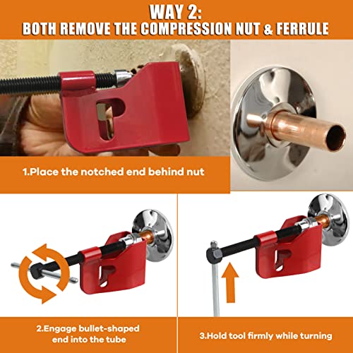 Compression Sleeve Puller Tool Remove Ferrule & Nut Of Pipe, Ferrule Puller For 1/2” Copper Water Compression Sleeve & 1/...