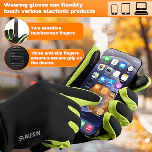 Sukeen Winter Gloves Men Women Touchscreen Anti-Slip Sports Gloves Lightweight Cold Weather Warm Gloves for Running, Cycling