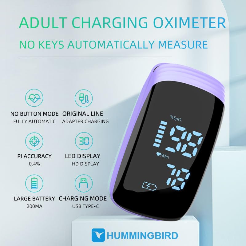 Fingertip Pulse Oximeter, Rechargeable Pulse Oximeter, Finger Pulse Oximeter, Blood Oxygen Meter Finger, Pulse OX with Lan...