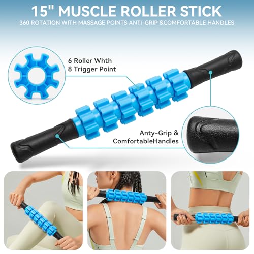 Krightlink 5 in 1 Foam Roller Set for Deep Tissue Muscle Massage, High Density Trigger Point Fitness Patented Exercise Foa...