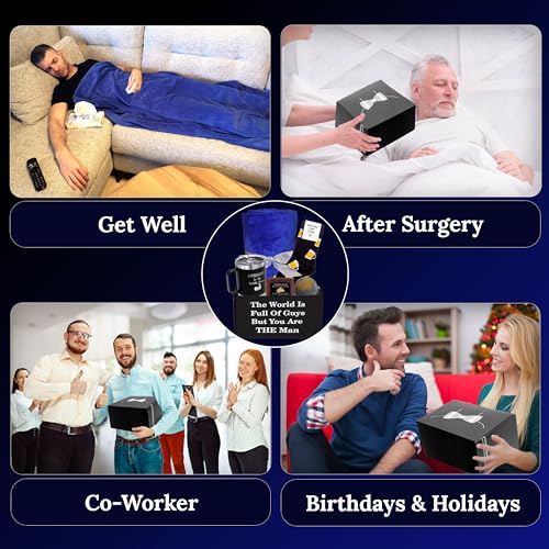 GOLDMUS Get Well Soon Gift Basket Men – Get Well Gifts for Men After Surgery, Recovery Care Package for Him, Thoughtful Fe...