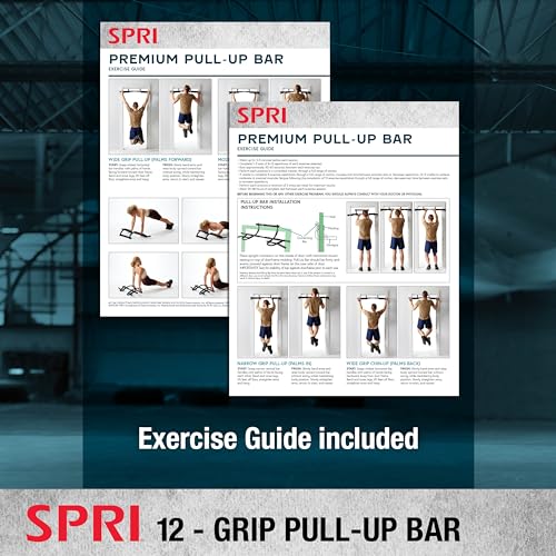 SPRI Pull Up Bar - 8-Grip and 12-Grip Door Frame Mounting Pull-Up Bar for Versatile Workouts - Rugged Steel Frame with Foa...