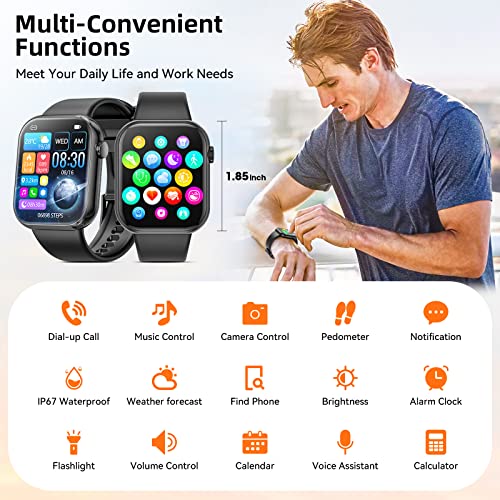 Hwagol Smart Watch (Answer/Make Call) 1.85inch Fitness Tracker, DIY Dials/Pedometer/Calories/Multiple Sport Modes/Voice As...