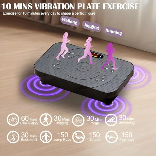 PBYRD Vibration Plate Exercise Machine -Full Body Shaker with Auto Mode, Acupressure Massage & Silicone Pedal, for Lymphat...