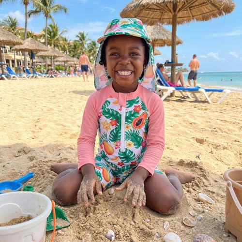 Baby Boy Rash Guard Swimsuit Color Block Long Sleeve Zipper One Piece Swimwear Toddler Bathing Suit ＋ Shark Sun Cap