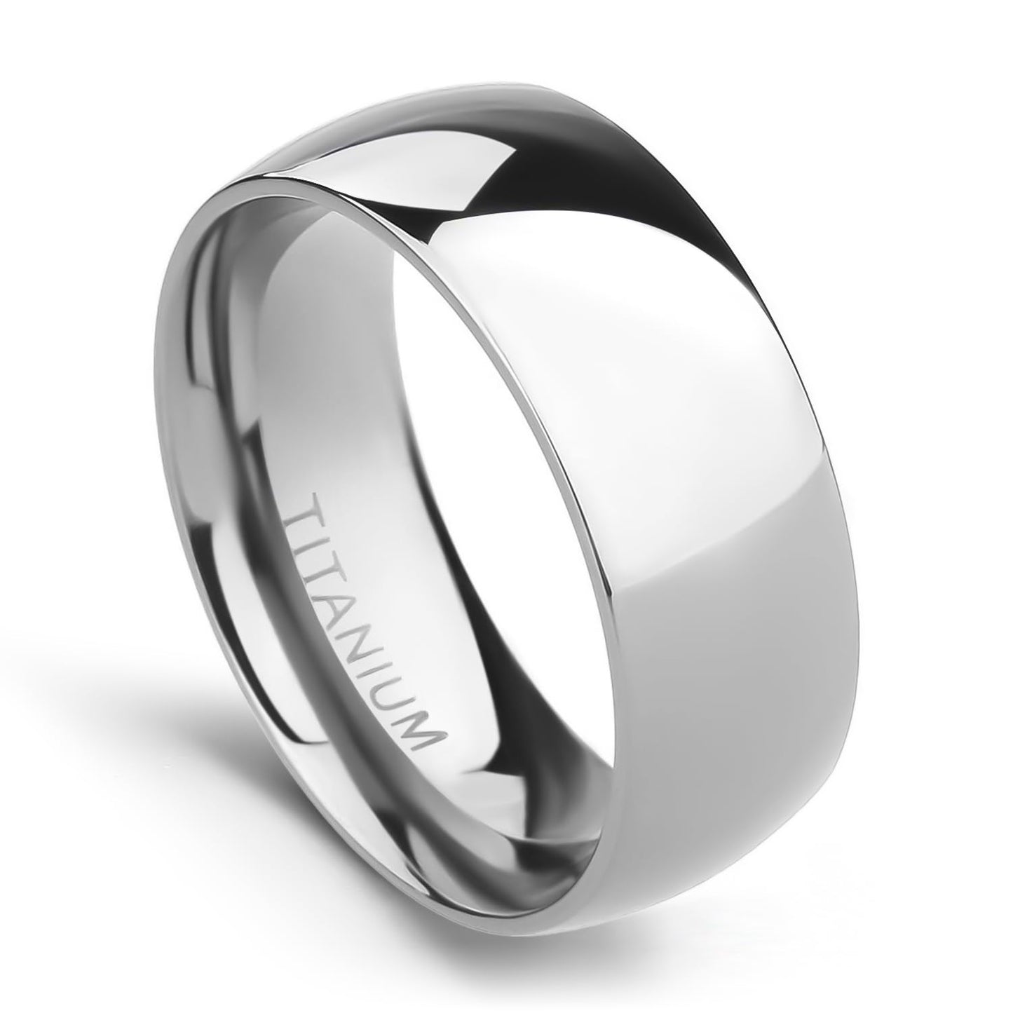 TIGRADE 2mm 4mm 6mm 8mm 10mm Titanium Ring Plain Dome High Polished Wedding Band Comfort Fit Size 3-15,8mm,Size 7.5