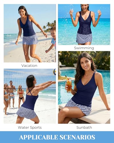 Talisea Womens Tankini Bathing Suits with Skirt Two Piece Tummy Control Swimsuits Ladies Swimwear