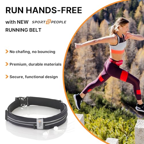 Running Belt for Women and Men, Waterproof Phone Holder for Running, Reflective 2-Pocket Waist Pack for Storing Runner’s E...