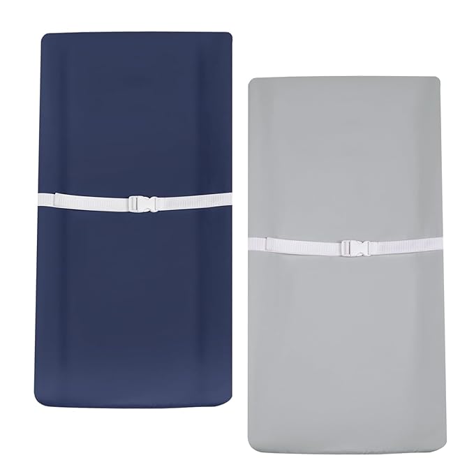 PHF Baby Changing Pad Covers for Boys Girls, 2 Pack Ultra Soft Breathable Microfiber Changing Pad Table Sheets for Most Baby Changing Pads, Light Grey & Navy