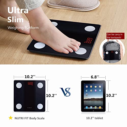 NUTRI FIT Bathroom Scale Smart Digital Bluetooth Scales for Body Weight, Body Fat, BMI Body Composition Analyzer Weighing ...