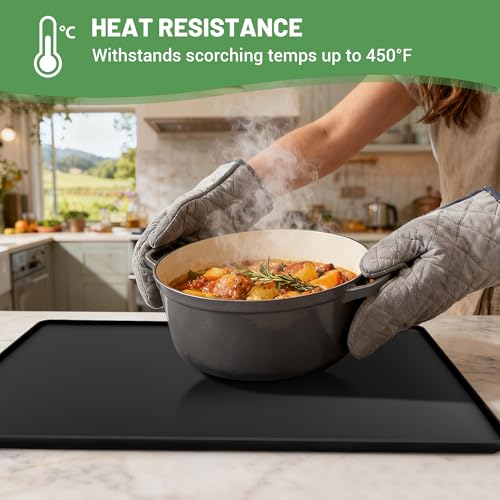WZGUSXN 24-inch Coffee Mat - Heat Resistant Silicone for Coffee Bar & Kitchen Counter - Bar Mat for Countertops - Decor Un...