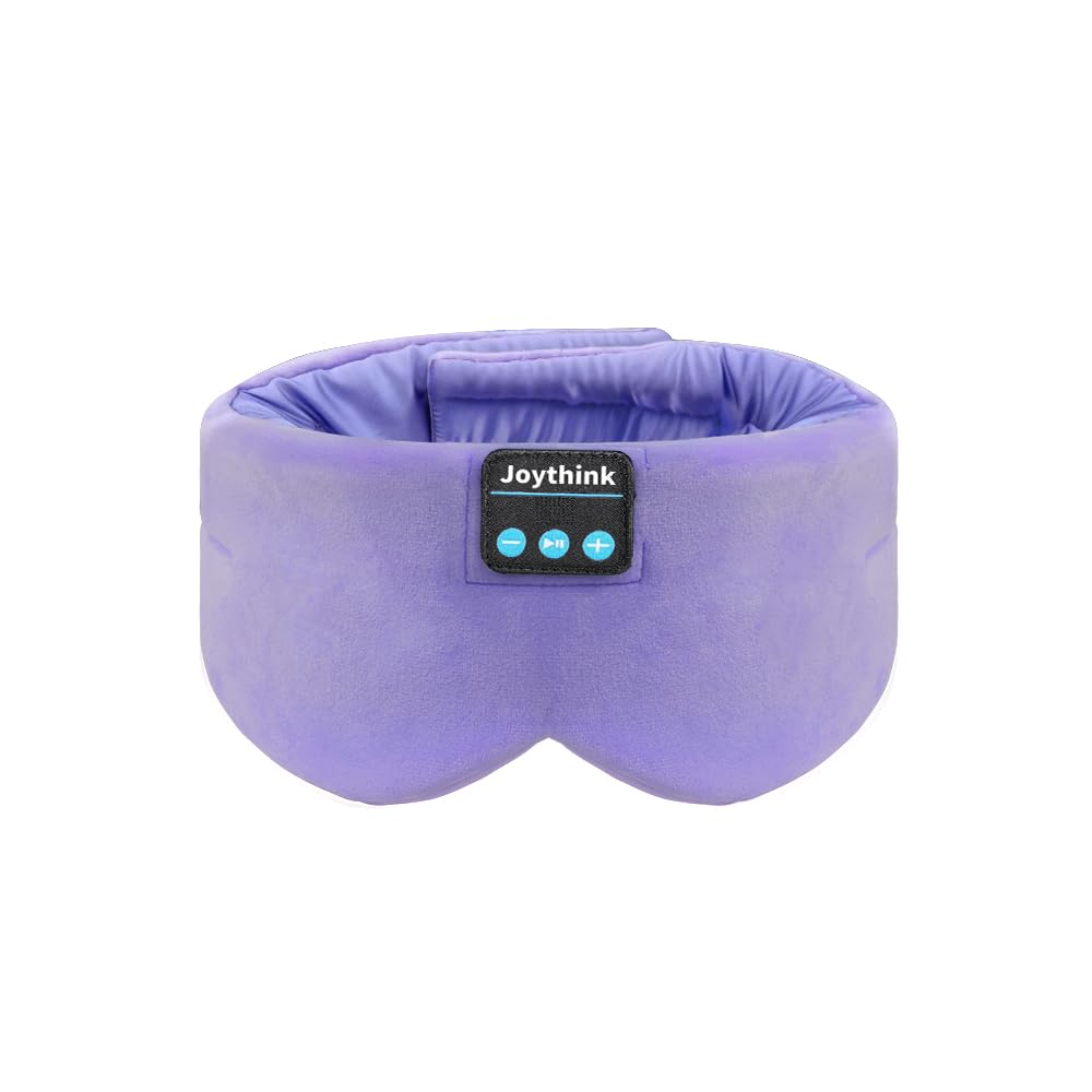 Joythink Sleep Headphones Bluetooth Sleep Mask Silk Headband Earphones Bluetooth Eye Mask for Sleeping On Side Blackout Soft Sleep Earphones Music Kids Children Eye Cover Purple