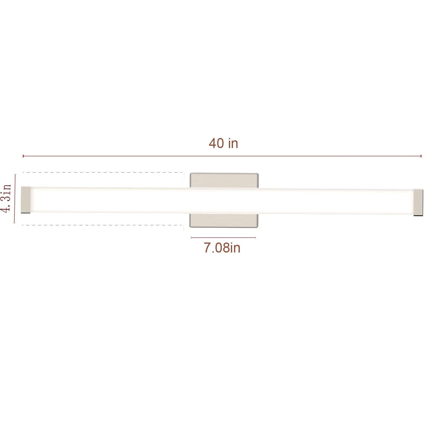 YHTlaeh Bathroom Vanity Light 24 inch 14W LED Brushed Nickel Wall Bar Over Mirror, Model 7610, Acrylic/Stainless Steel