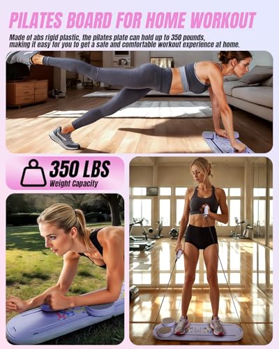 FUNWICT Pilates Board Pilates Reformer Set, Pilates Board for Home Workout Foldable Pilates Reformer Board for Women, 6 in...