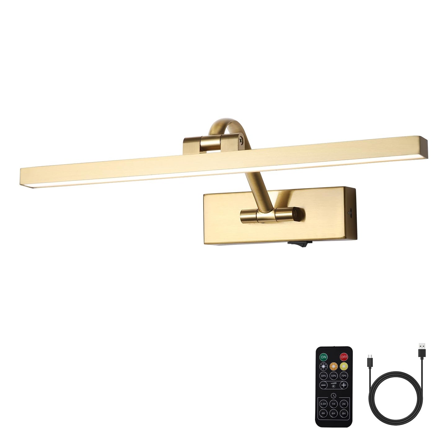 Wireless Picture Lights With Remote And Timer Brass Gallery Lighting Rechargeable Wireless Art Lights 3Cct Dimmable discomfort-reducingting Lights Battery Operated Wall Lights For Portrait Artwork Display 3W 16