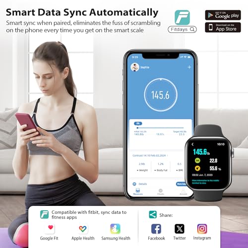 ABLEGRID Smart Bathroom Scale for Body Weight, Digital Body Fat Scale with LED Column Trend Display, BMI,Muscle Mass,Body ...