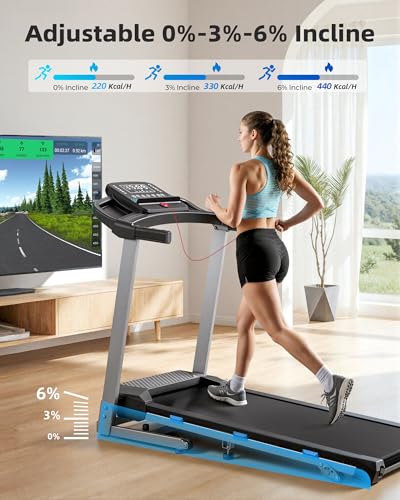COZYINN Foldable Treadmill with Incline for Home Small - 350 lb Capacity, 3.0HP Quiet Folding Treadmill with Pulse Sensor ...