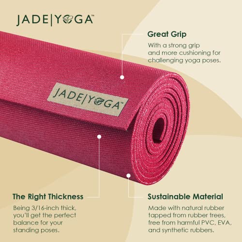 JadeYoga Harmony Yoga Mat - Durable & Thick Gym Fitness Mat, Non-Slip Natural Rubber Yoga Mat - Home Exercise & Stretching...