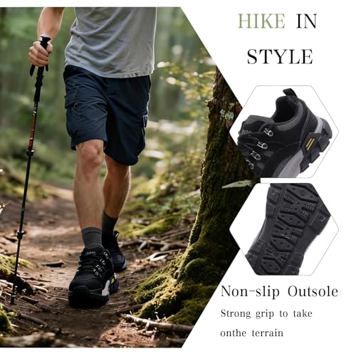 AMAPO Hiking Shoes for Men, Lightweight Breathable Outdoor Trekking and Trail Sneakers Medium and Wide Width