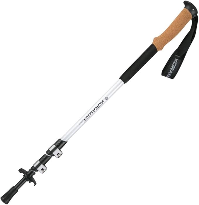 MIIKHI 1pc Carbon Fiber Trekking Poles – Collapsible and Telescopic Walking Sticks with Natural Cork Handle and Extended E...