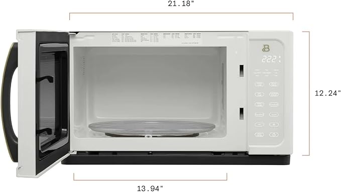 Beautiful 1.1 Cu Ft 1000W Sensor Microwave Oven – Compact Countertop with Smart Sensor Cooking, 10 Power Levels & Easy Clean Interior – Perfect for Quick Meals, Office & Holiday Hosting