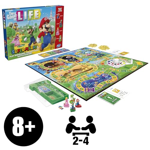 Hasbro Gaming The Game of Life: Super Mario Edition Board Game for Kids Ages 8 and Up, Play Minigames, Collect Stars, Batt...
