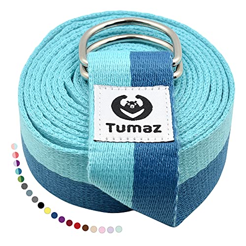 Tumaz Yoga Strap/Stretch Bands [15+ Colors, 6/8/10 Feet Options] with Extra Safe Adjustable D-Ring Buckle, Durable and Com...