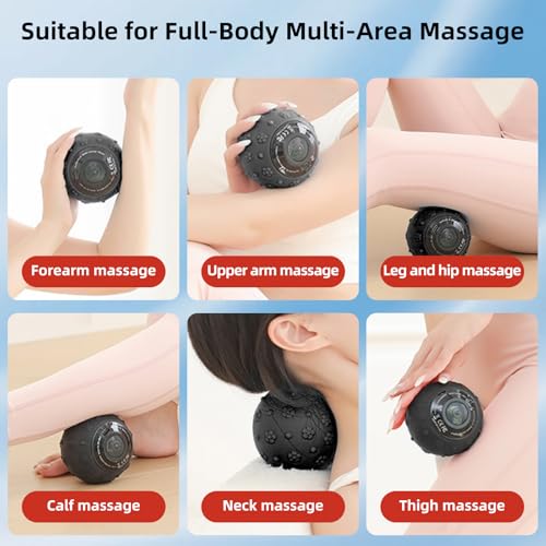 brokensnatch 5-Speed Vibrating Massage Ball with 3D Textured Surface, Rechargeable Electric Foot & Back Massage Ball for D...