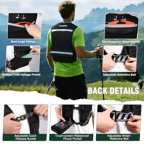 Running Vest for Women Men, Running Hydration Vest with 500ml Soft Flask & Touch-Screen Phone Pocket, Reflective Lightweig...