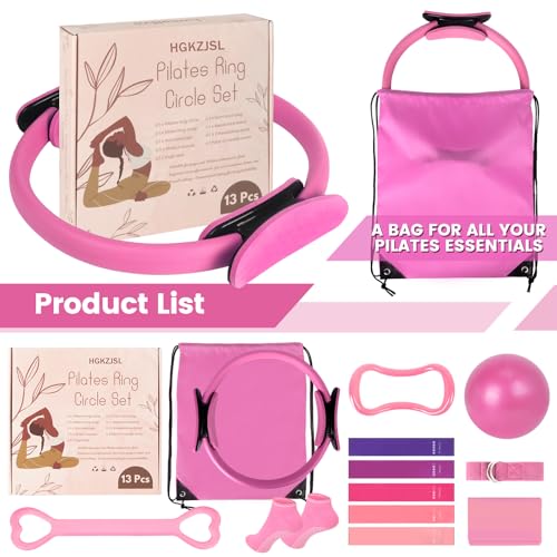 HGKZJSL Home Pilates Essentials Kit for Women,Pilates Equipment Set with 9 Inch Yoga Ball,Figure 8 Resistance Band,Pilates...