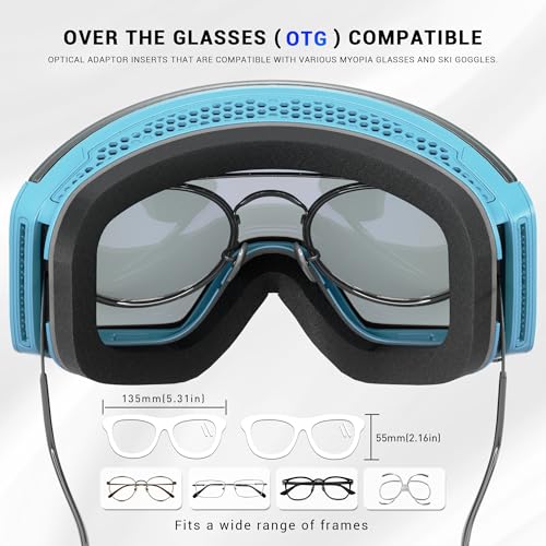 KAPVOE Photochromic Ski Goggles Snowboard OTG Snow Glasses Magnetic Lens Men Women UV400 Protection Anti fog skating K718