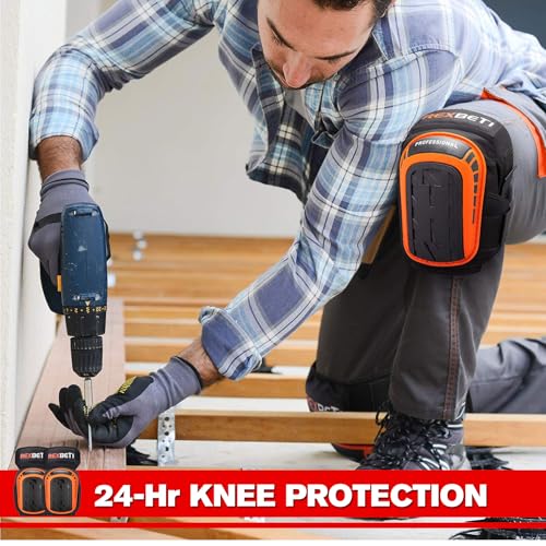REXBETI Knee Pads for Work, Construction Knee Pads for Men, Heavy Duty Comfortable Anti-slip Foam Gel Knee Pads for Garden...
