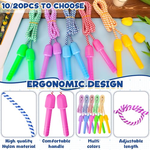 ZATAYE Kids Jump Rope, Colorful Nylon Skipping Ropes for Children, 7.78FT Adjustable Length, 5.51IN Handles, Lightweight S...