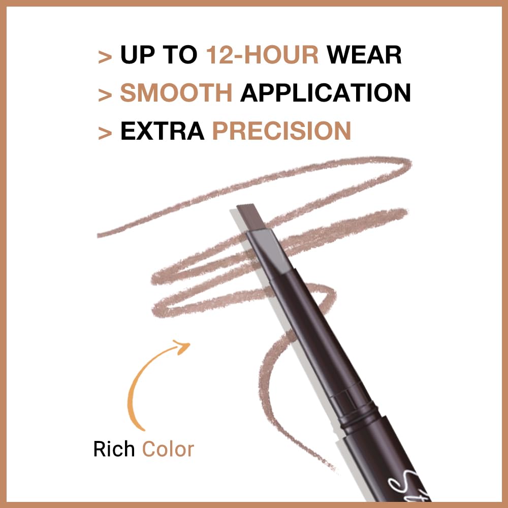 12 Pcs Ultimate Eyebrow Retractable Definer Pencils,Dual-Sided Natural Soft Textured Eyebrow Pencil, for Daily Look Eyebrow Make