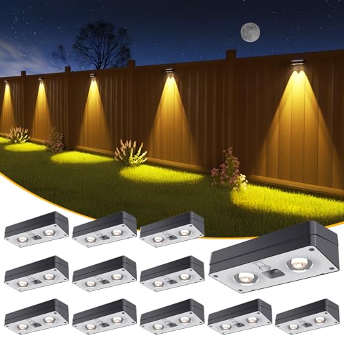 JOFIOS Solar Fence Lights 12 Pack, 50 Lumens Outdoor Fence Solar Lights with 12 Modes RGB Color Glow LED Solar Lights Outd...