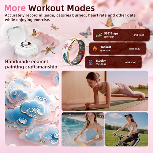 Potewek Smart Ring Health Tracker, Men & Women, Featuring a Heart Rate Monitor, Sleep Tracker, 8 Exercise Modes, Step Coun...