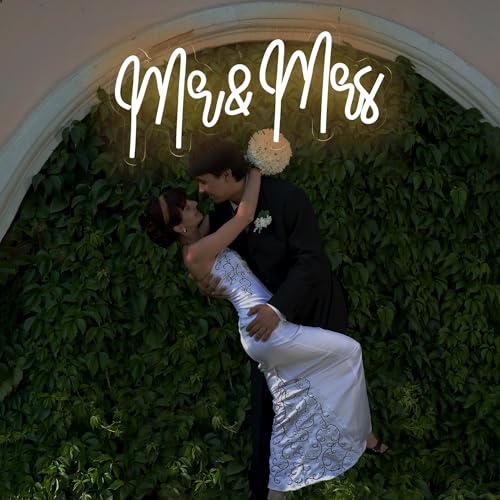 Mr and Mrs Neon Sign for Wedding Party Decoration Wedding Decor Neon Sign for Anniversary Backdrop Wall Decor Decoration B...