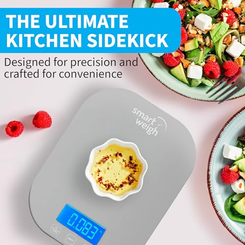 Smart Weigh Gray Digital Kitchen Scale for Cooking, Weight Loss, Calorie Tracking, Baking, Food Portion Control, and Meal ...